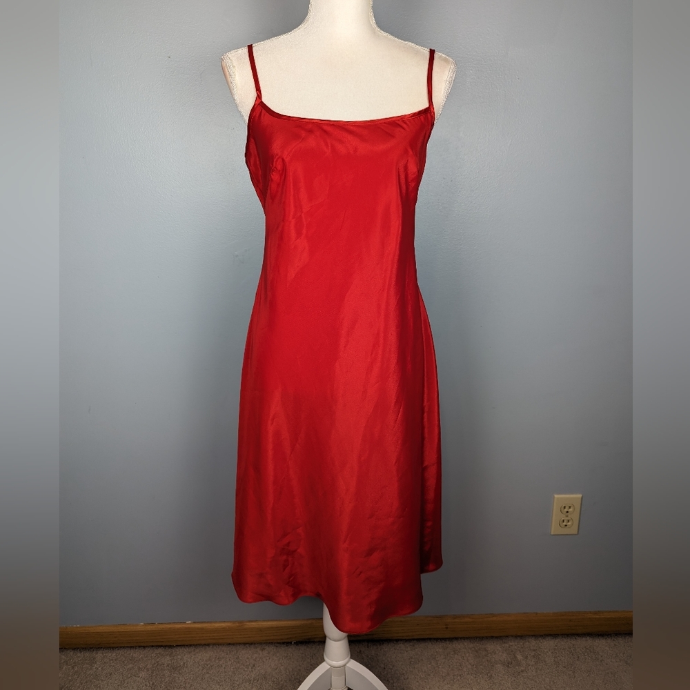 Red slip dress
